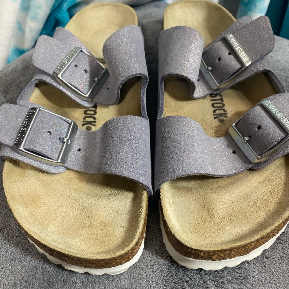 Birkenstock Arizona Shimmering Purple Fog Suede 39 EUC